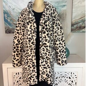 Vintage Y2K Sabrina Lauren Leopard Faux Fur Coat XL NWT
